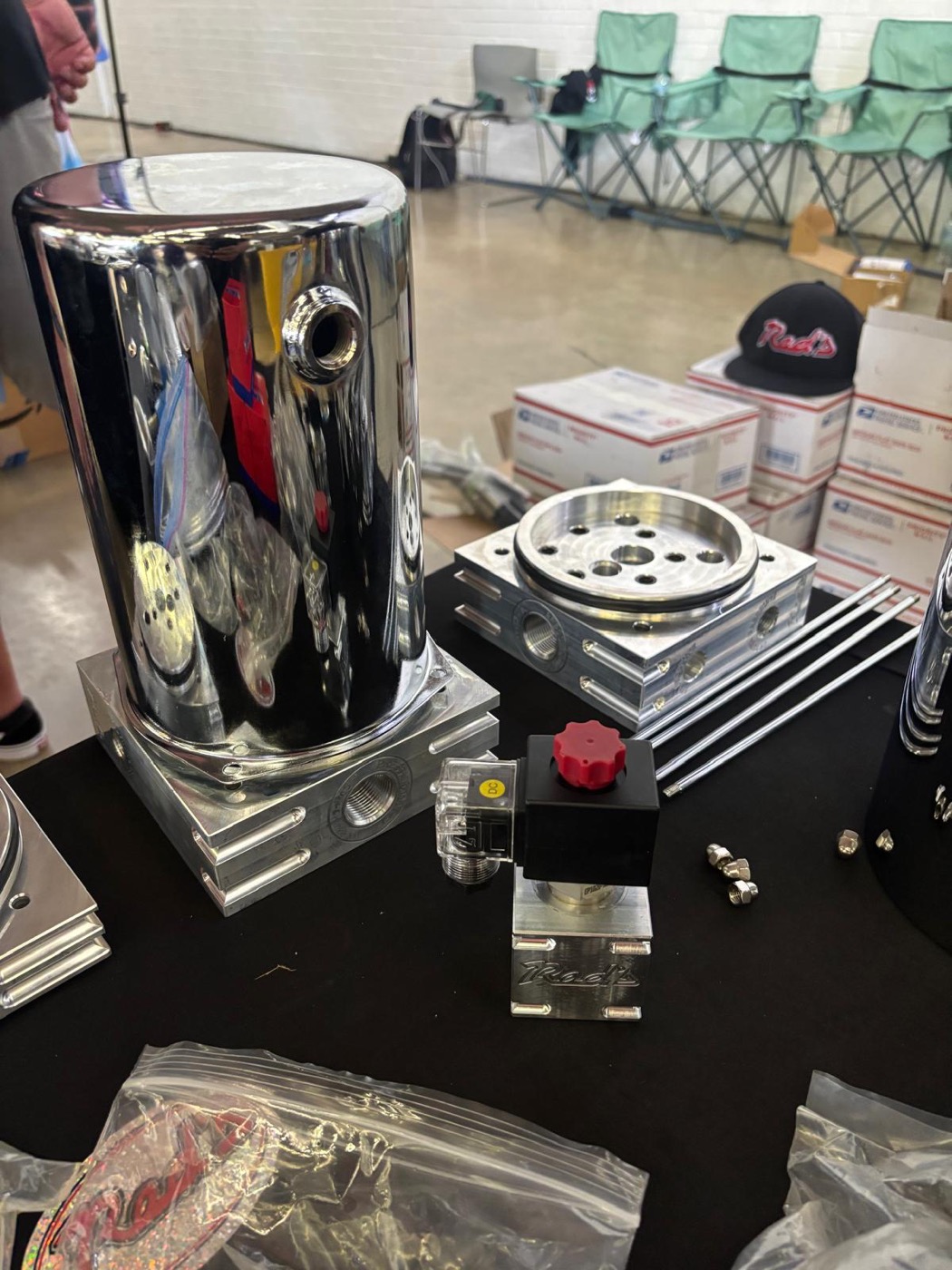 Polished hydraulic cylinder manufactured for a custom automotive system